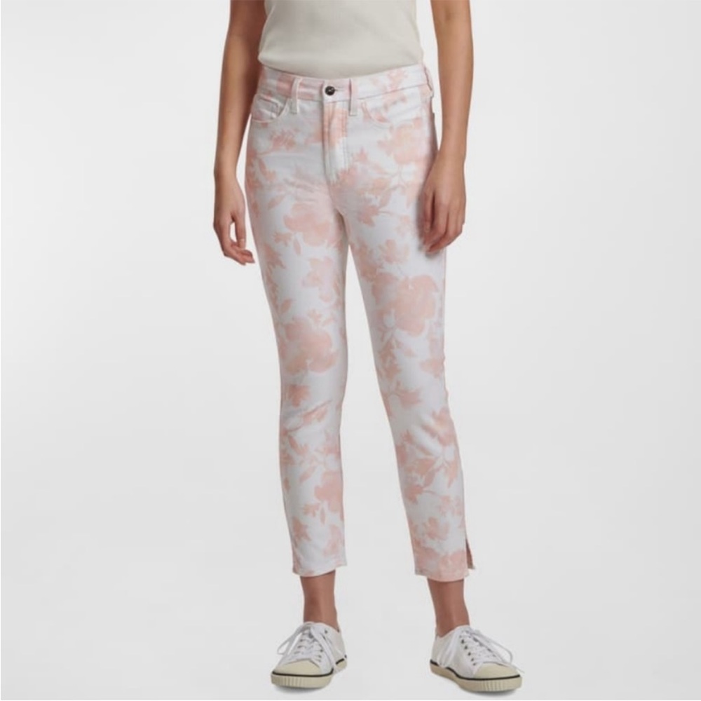 Jen7 7FAM Cropped Skinny‎ Pink Ombre Floral Size 6 Petite NWT